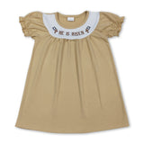 Short sleeves He is rise cross kids girls Easter dresses