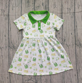 Short sleeves golf cart green kids girls polo dresses