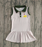 Sleeveless pink stripe golf kids girls polo dresses