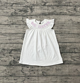 White flutter sleeves big sister smocked girls dresses