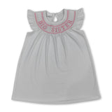 White flutter sleeves big sister smocked girls dresses