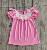 Pink short sleeves cross kids girls Easter dresses