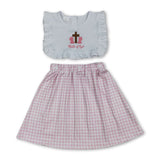 Child of god cross pink plaid girls Easter dresses