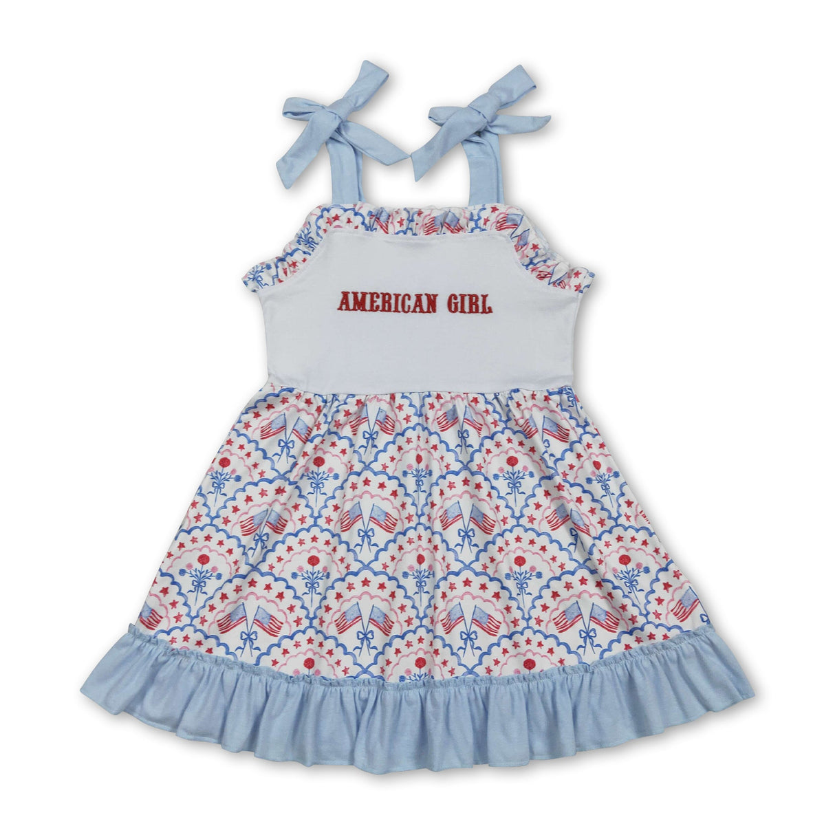 American Girl embroidery flag bow 4th of july dresses