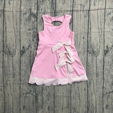 Pink sleeveless bows kids girls summer athletic dress