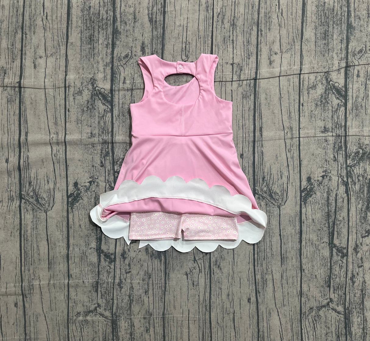 Pink sleeveless bows kids girls summer athletic dress