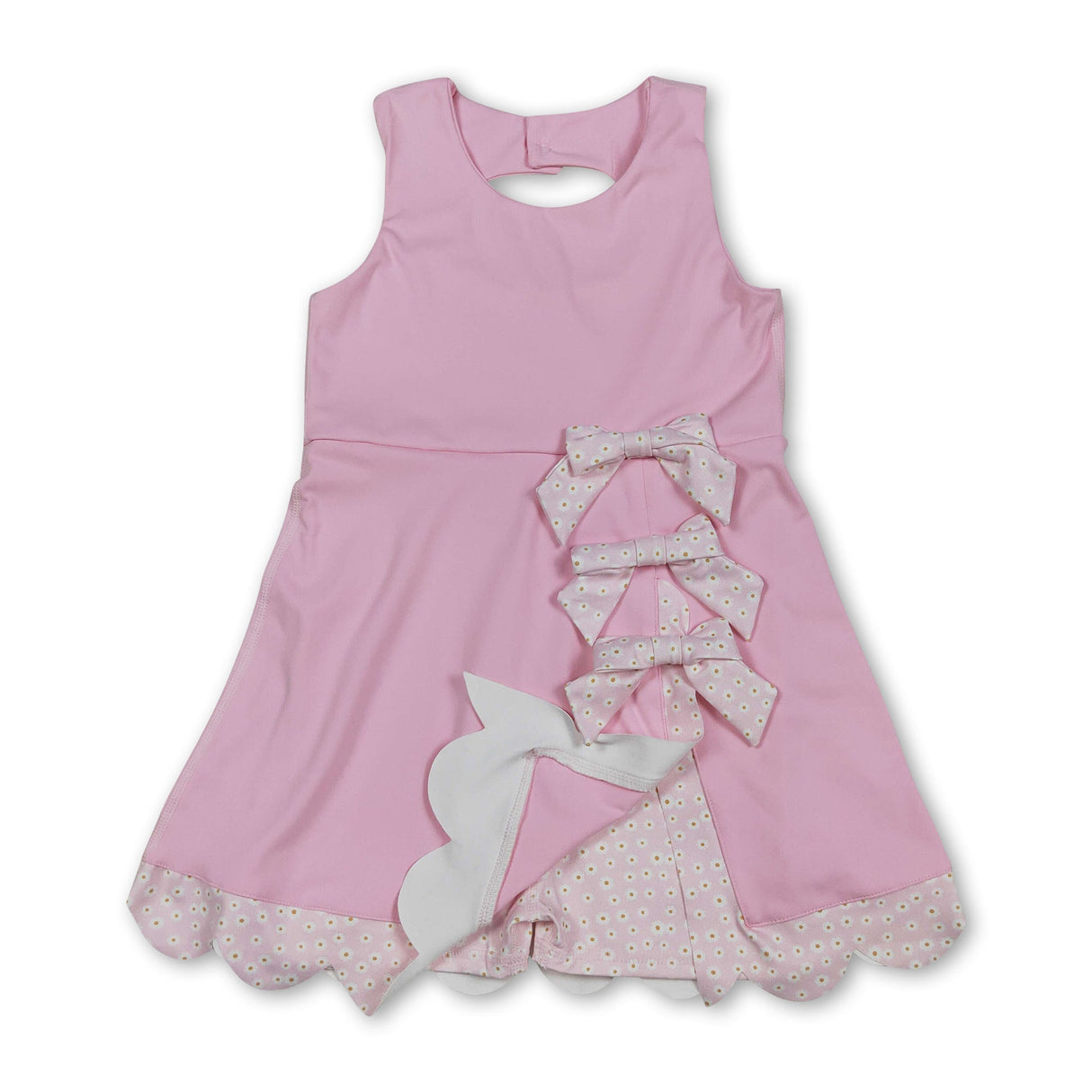 Pink sleeveless bows kids girls summer athletic dress