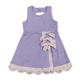 Sleeveless bow lavender scallop girls athletic dress