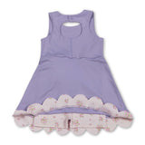 Sleeveless bow lavender scallop girls athletic dress