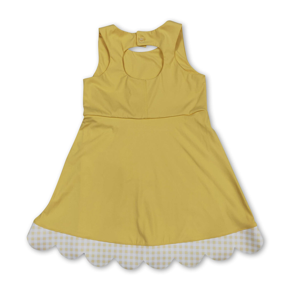 Sleeveless bow yellow scallop girls athletic dress