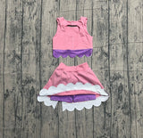 Sleeveless crop top bow skirt girls activewear set