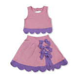 Sleeveless crop top bow skirt girls activewear set
