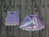 Lavender sleeveless bow scallop kids girls active wear set