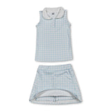 Sleeveless plaid top skirt kids girls activewear set
