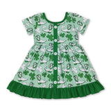 Short sleeves clover boots western girls St Patrick's dress