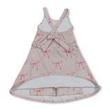 Straps pink bow kids girls summer athletic dress