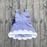 sleeveless blue plaid kids girls summer athletic dress