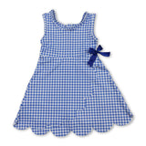 sleeveless blue plaid kids girls summer athletic dress