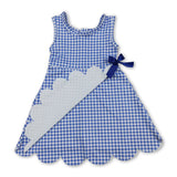 sleeveless blue plaid kids girls summer athletic dress