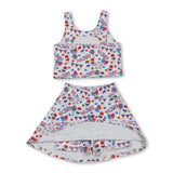 Sleeveless 4th of july popsicle top skirt girls active set