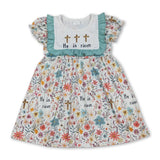 He is risen cross floral kids girls Easter dresses