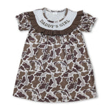 Short sleeves ruffle daddy's girl camo kids dresses