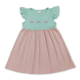 Flutter sleeves bow embroidery baby girls dresses
