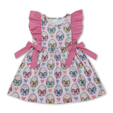Flutter sleeves egg bow heart baby girls Easter dresses