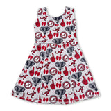 Sleeveless A elephant bow kids girls team athletic dress