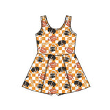 Sleeveless dog plaid kids girls team athletic dress