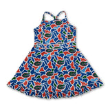 Straps camo crocodile kids girls team athletic dress