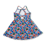 Straps camo crocodile kids girls team athletic dress