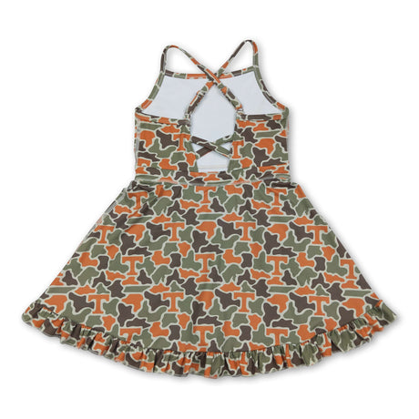 Sleeveless camo T kids girls team athletic dresses