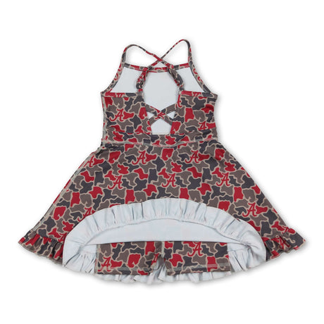 Sleeveless camo A kids girls team athletic dresses