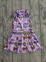Sleeveless tiger bow football girls team athletic dresses