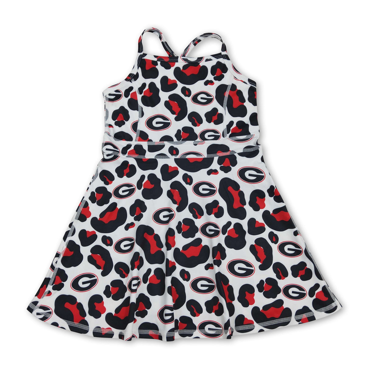 Straps red leopard G kids girls team athletic dresses