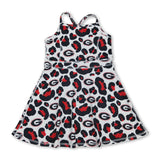 Straps red leopard G kids girls team athletic dresses
