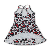 Straps red leopard G kids girls team athletic dresses