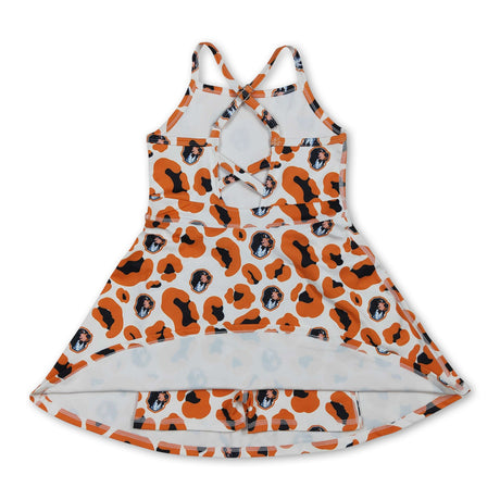 Straps leopard dog kids girls team athletic dresses