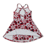 Straps red leopard A kids girls team athletic dresses