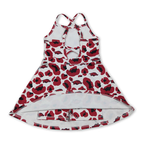 Straps leopard hogs kids girls team athletic dresses