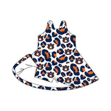 Straps leopard A U kids girls team athletic dresses