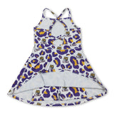 Straps leopard tiger kids girls team athletic dresses