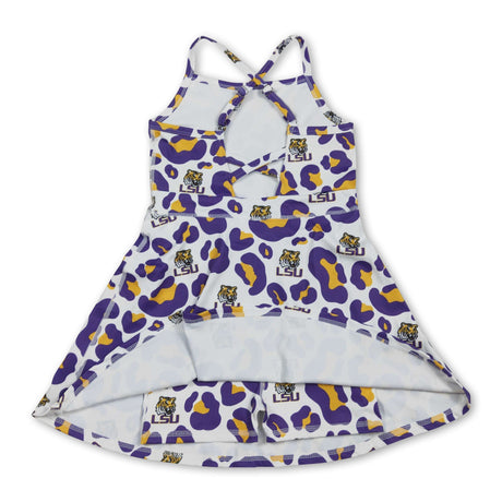 Straps leopard tiger kids girls team athletic dresses