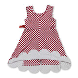 Sleeveless plaid scallop bow kids girls athletic dress