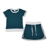 Short sleeves cotton top skirt kids girls summer outfits