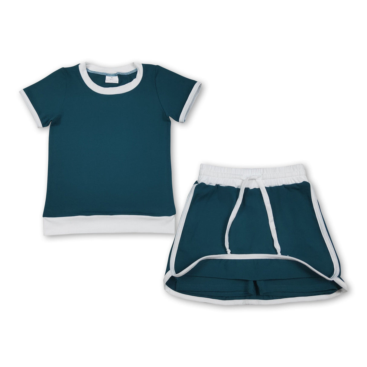 Short sleeves cotton top skirt kids girls summer outfits