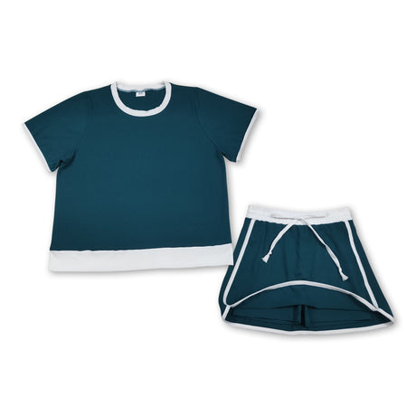 Short sleeves cotton top skirt adult women outfits