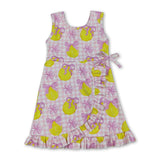 Sleeveless pink plaid bow lemon girls summer athletic dress