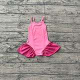 Straps pink patchwork kids girls summer athletic dresses